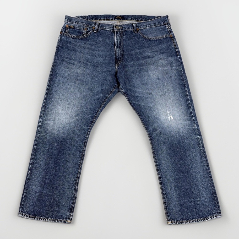 Polo Ralph Lauren Jeans Mens 40x30 Blue Straight Leg Denim Distressed Wash